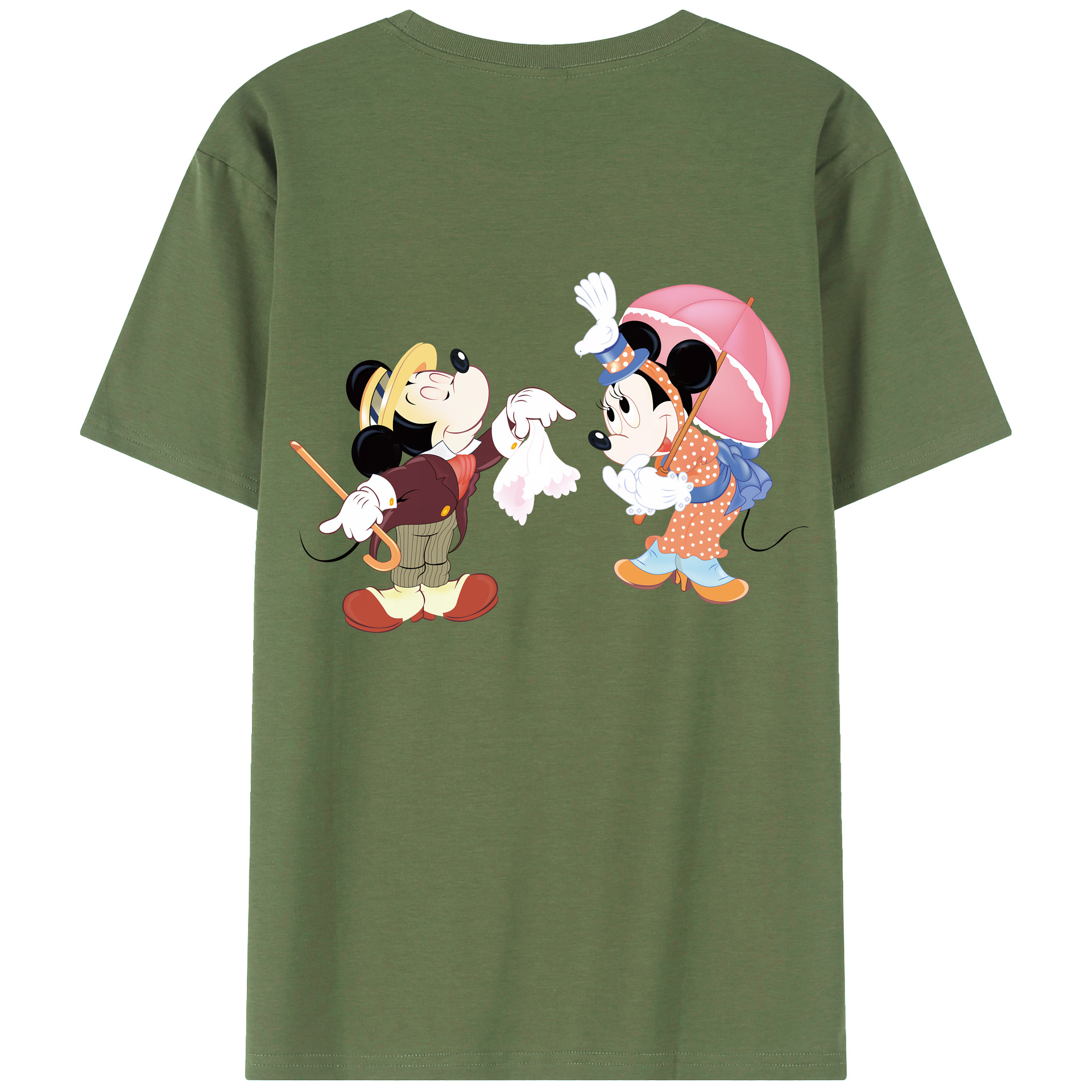 （画像用） ミッキーマウス Mickey Mouse 綿100％ メンズ半袖Tシャツ（バックプリント） 通気性